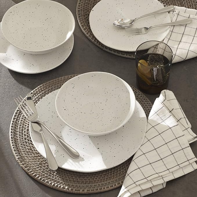 Oneida 895951 Terrazzo Melamine Cream 12 Piece Dinnerware Set Lightweight Melamine Material