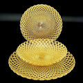 Red Pomegranate PAVO Glass Dinnerware Set Set of 12 pcs Gold