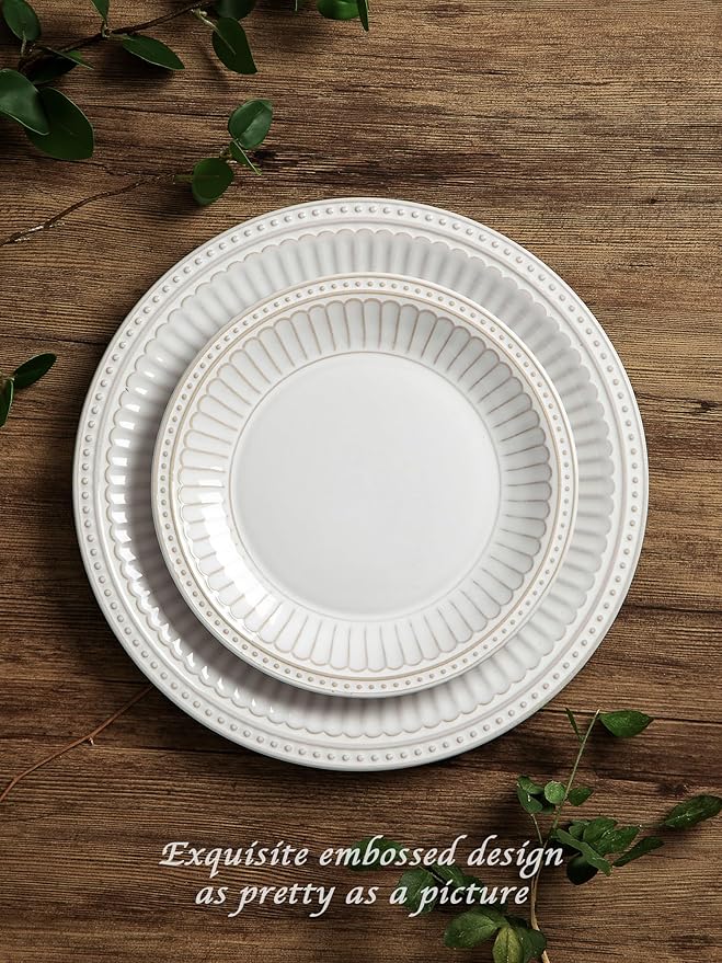 Famiware 24 Pieces Dinnerware Sets Dishes Set for 4 White
