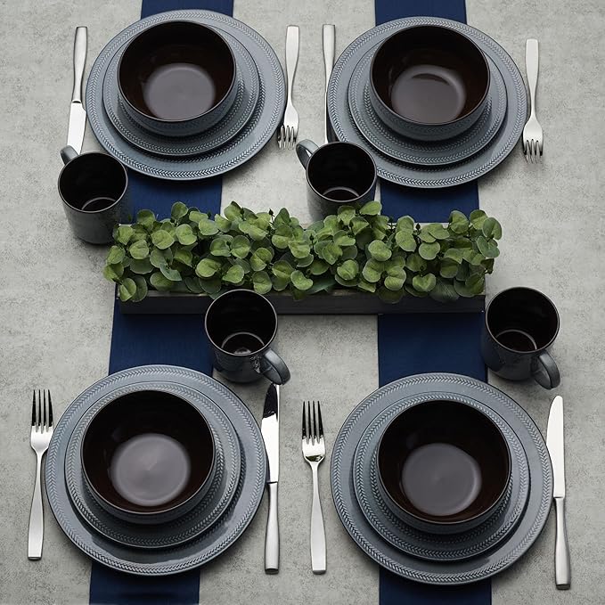 Scott Living Asher 16 Piece Dinnerware Set Service for 4 Blue
