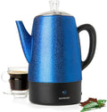 Mixpresso 10 Cup Percolator Coffee Pot Electric Stainless Steel Coffee Percolator Electric With Keep Warm Function Classic Perculator Pot With Removable Basket for Home or Office - Shiny Blue