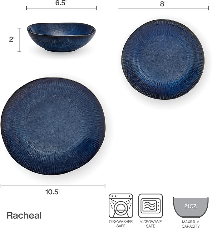 Pfaltzgraff Racheal 12 Piece Dinnerware Set Service for 4 Blue