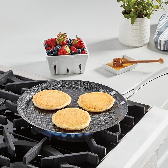 Cuisinart FusionPlus Hybrid Nonstick Stainless Steel Cookware 12-Inch Round Griddle Pan with PFAS-Free PURELYSEAR Ceramic Technology Scratch Proof Cool Grip Handles Dishwasher Safe