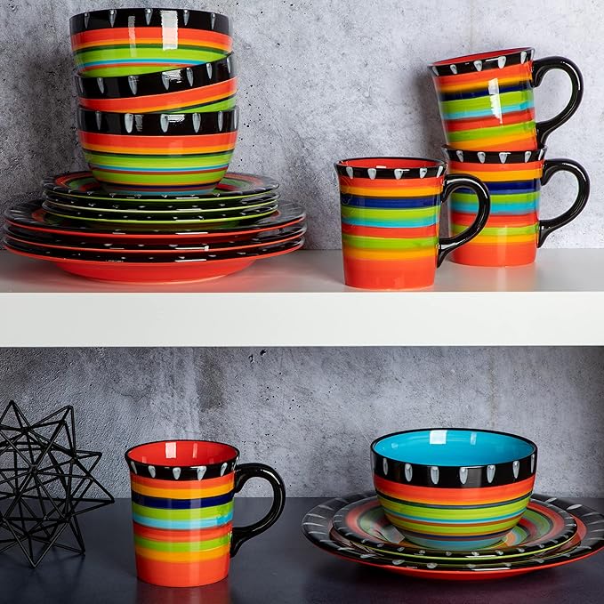 Gibson Elite Feliz Mesa 16-Piece Hand Painted Dinnerware Set Service for 4 (16pc)