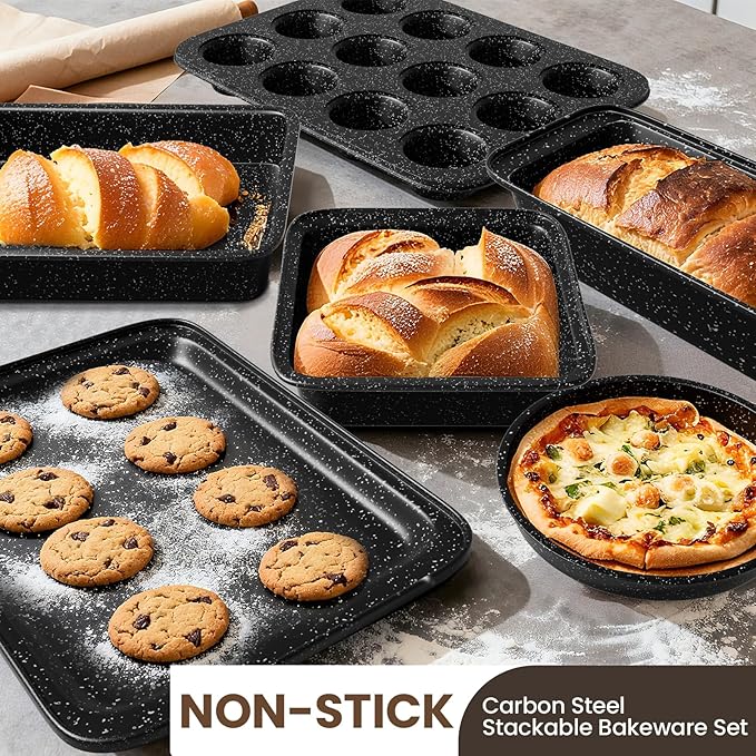 Pots and Pans Set Non Stick 31 Piece Kitchen Induction Cookware &amp Bakeware Set Nonstick Kitchen Cooking Pans Set with Frying Pans Set Grill Pan Saucepan Baking Sheet &amp Utensils PFOA Free
