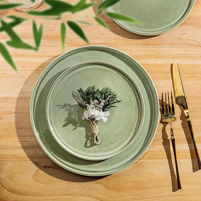 AmorArc Ceramic Dinnerware Sets Handmade Reactive Glaze Stoneware Plates and Bowls SetsHighly Chip and Crack Resistant | Dishwasher &amp Microwave Safe Dishes Set Service for 8 (24pc)
