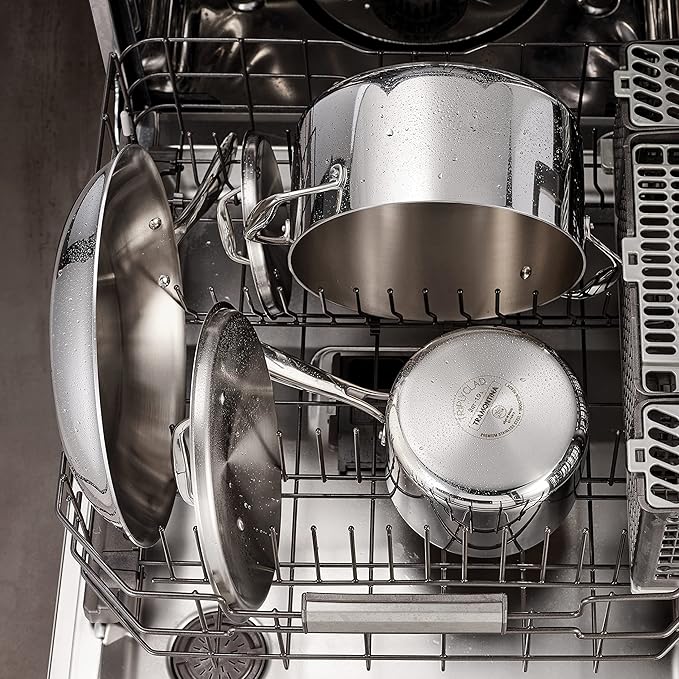 Tramontina Signature Tri-Ply Clad Stainless Steel 12-Piece Cookware Set with Lids Pots and Pans Kitchen Set Induction-Ready Dishwasher-Safe NSF-Certified Made in Brazil