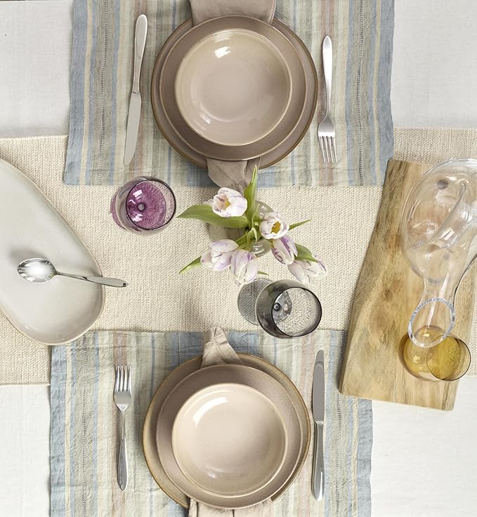 Oneida 897202 Organic Shades 12-Piece Dinnerware Set Service For 4 Unique Color May Vary Clay