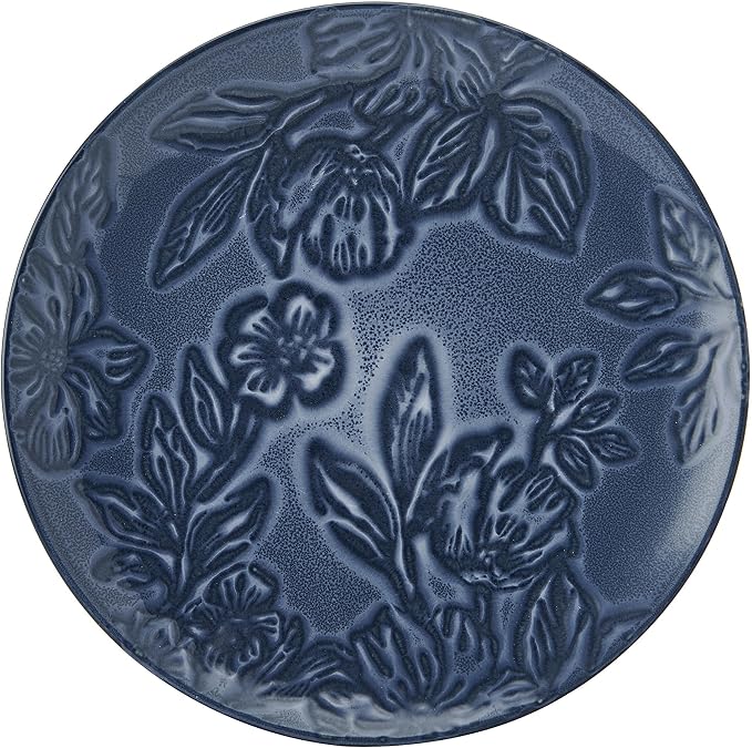 Paltzgraff Garden Elegance 12 Piece Floral Stoneware Dinnerware Plate Bowl Dish Set Service for 4 Blue
