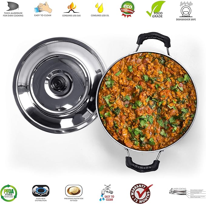 Sumeet NonStick Sparkle Induction Kadhai With Lid 22 cm Dia