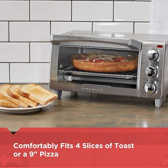 BLACK+DECKER 4-Slice Toaster Oven with Natural Convection Stainless Steel TO1760SS (TO1760SST-1)