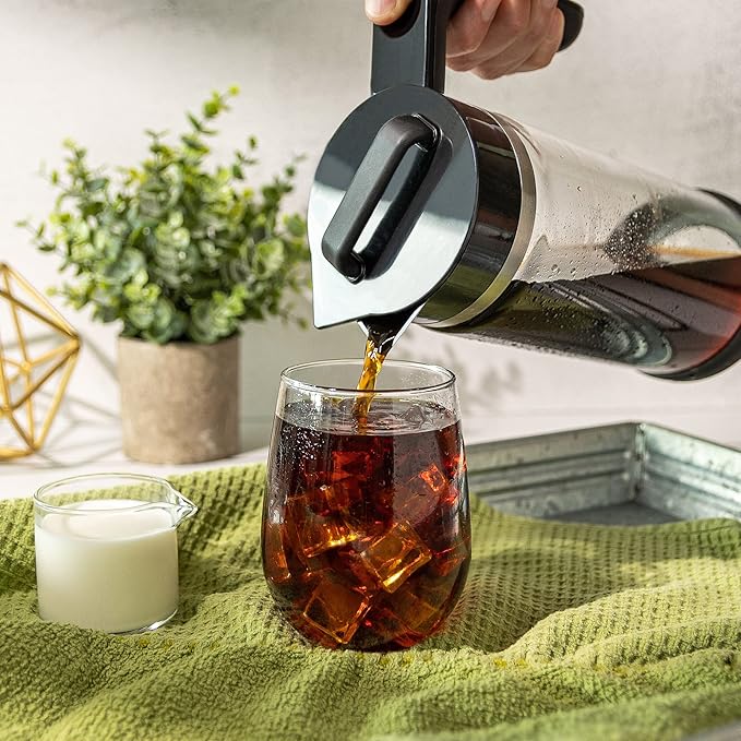 VINCI Express Cold Brew Electric Cold Brew Coffee Maker in 10 minutes Glass Carafe 3 Brew Strength Settings &amp Cleaning Cycle Easy to Use &amp Clean Cold Brewer for Iced Coffee 1.4 L Dial Co