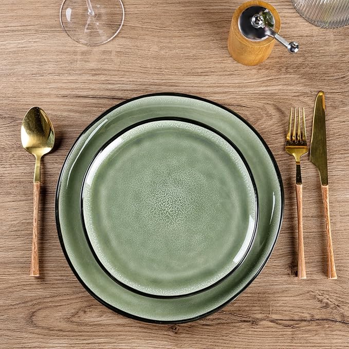 AmorArc Ceramic Dinnerware SetsHandmade Reactive Glaze Stoneware Plates and Bowls SetsHighly Scratch Resistant | Dishwasher &amp Microwave Safe Dishes SetService for 4 (12pc)
