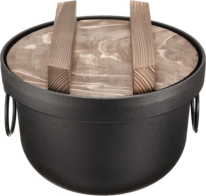 Ikenaga Ironwork 312714 Rice Pot 3 Cups Induction Compatible Rice Cooking Made in Japan Black