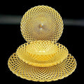 Red Pomegranate PAVO Glass Dinnerware Set Set of 16 pcs Gold