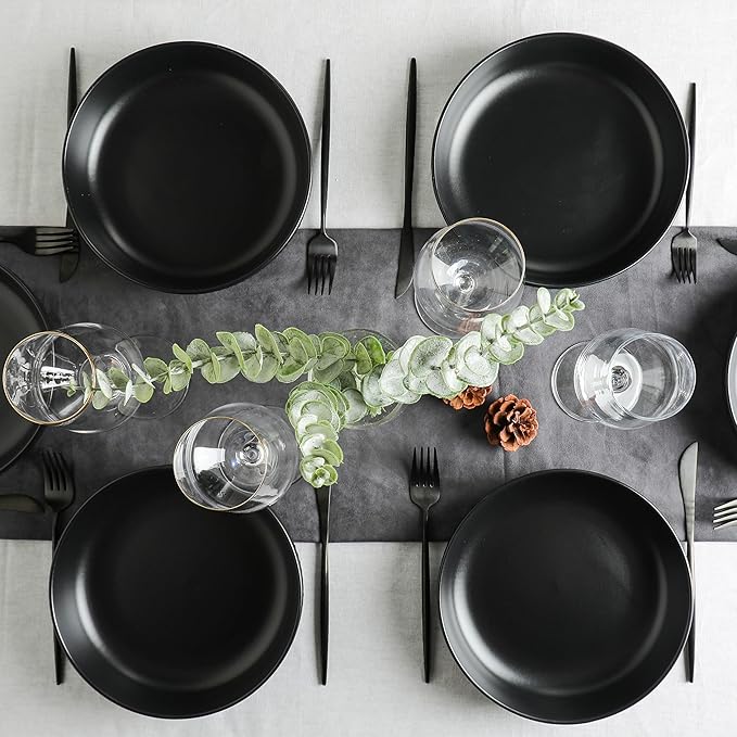 Stone Lain Logan Stoneware Pasta Bowl Set of 4 Black