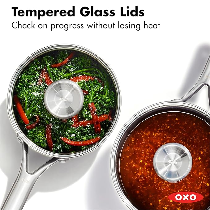 OXO Hard Anodized PFAS-Free 10 Piece Cookware Pots and Pans Set Induction Diamond reinforced Coating Oven Safe Black &amp Hard Anodized PFAS-Free 1.7QT and 2.3QT Saucepan Pot Set with Lids Bla