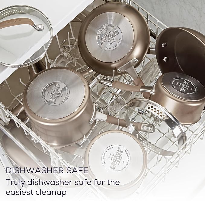 Circulon Premier Professional Hard Anodized Nonstick Cookware Induction Pots and Pans Set 12 Piece Bronze