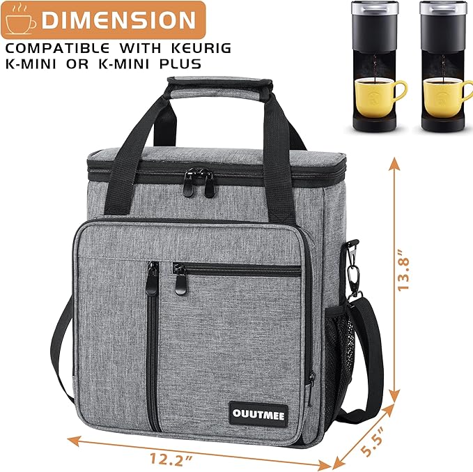 Coffee Maker Carrying Bag Compatible with Keurig K-Mini or K-Mini Plus Single Serve Coffee Brewer Portable Storage Bag with Extra Pockets Storage Tote Case With Shoulder Strap