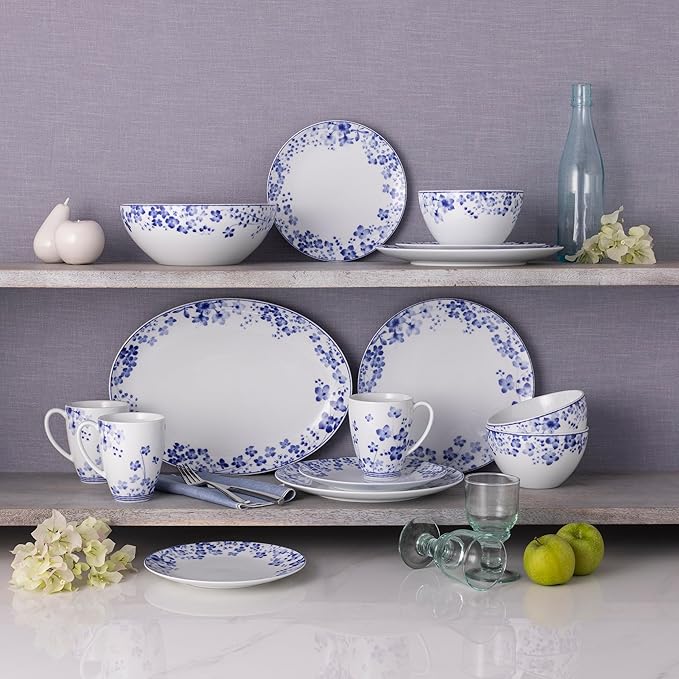 Noritake Bloomington Road Blue 12-Piece Dinnerware Set Service for 4