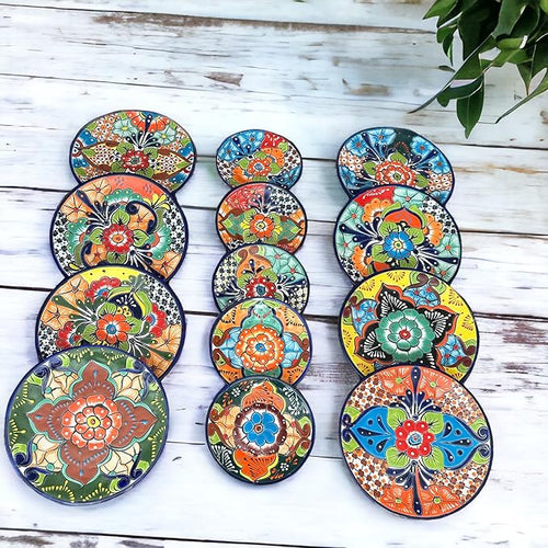 12 Piece Talavera Dinnerware Set | Handmade Mexican Pottery | Unique Floral Patterns