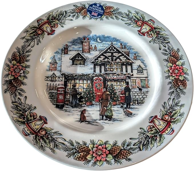 RoyalStaford Toy Shop Holiday Christmas Dinnerware Set 4-Piece Dinner Plates Festive Dining Collection