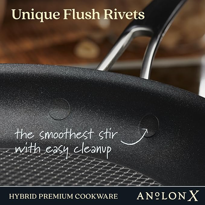 Anolon X Hybrid Nonstick Cookware Induction Pots and Pans Set Stainless steel handles 6 Piece - Dark Gray