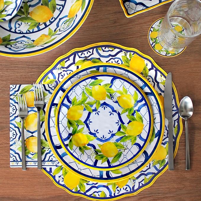 Le Cadeaux 12 Piece Luxury Melamine Dinnerware Set Service for 4 (Palermo)
