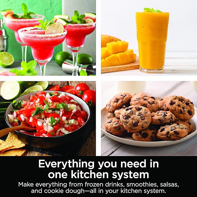 Ninja Kitchen System | All-in-One Food Processor &amp Blender for Smoothies | Includes Pitcher Travel Cup &amp 8-Cup Bowl | Makes Salsa Dough Shakes &amp Frozen Drinks | 120 Volts | Black | BL
