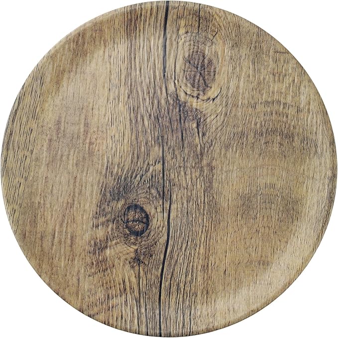 UPware 12 Piece Wood Grain Melamine Dinnerware Sets Outdoor Dishes Set Plates and Bowls Sets Service for 4 Brown