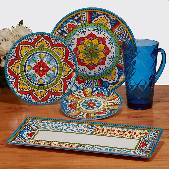 Certified International Seville 12 Piece Melamine Dinnerware Set Service For 4