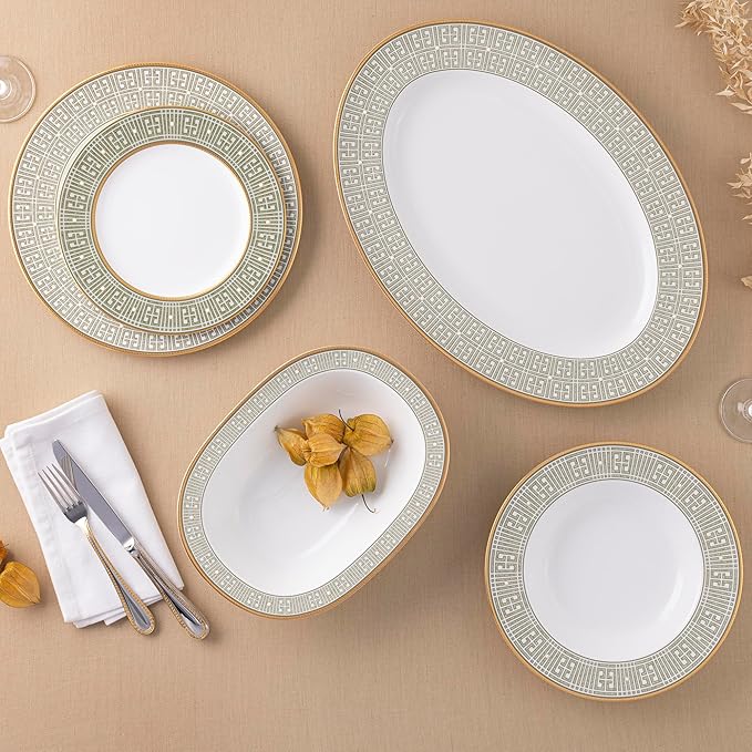 Noritake Infinity Green Gold 12-Piece Dinnereware Set Service for 4