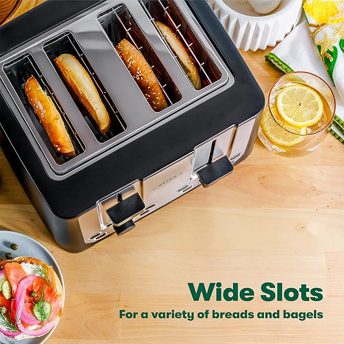 bella 4 Slice Toaster with Auto Shut OffExtra Wide Slots &amp Removable Crumb Tray and CancelDefrost &amp Reheat FunctionToast Bread-&amp BagelBlack(Pack of 2)