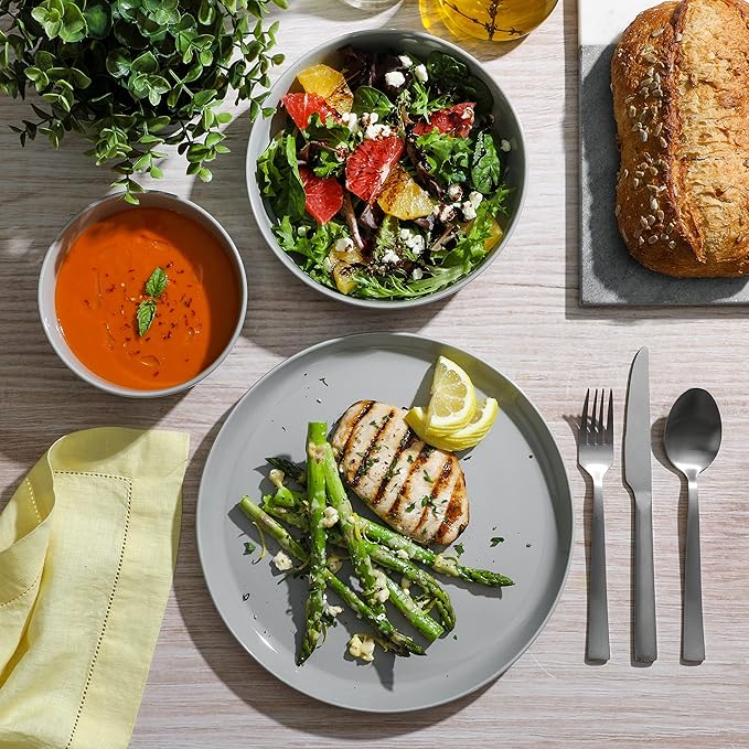 Gibson Home Oslo 12-Piece Porcelain Chip and Scratch Resistant Dinnerware Set GreyService for 4