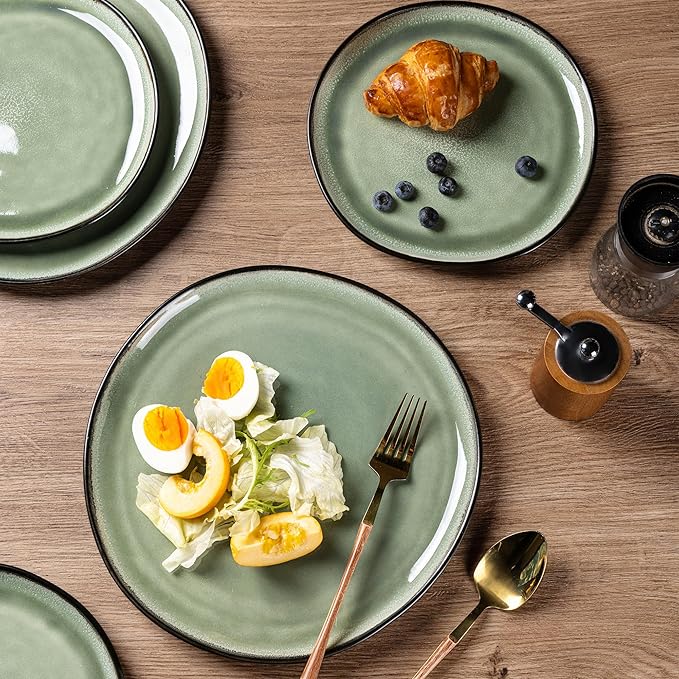 AmorArc Ceramic Dinnerware SetsHandmade Reactive Glaze Stoneware Plates and Bowls SetsHighly Scratch Resistant | Dishwasher &amp Microwave Safe Dishes SetService for 4 (12pc)