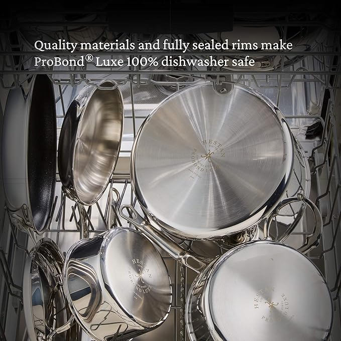 Hestan ProBond Luxe 10-Piece Cookware Set Professional Clad Stainless Steel ProCore Tri-Ply Clad Construction Polished Exterior Induction &amp Oven Safe