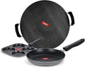 Sumeet NonStick Grizaj Cookware Set (Tawa-30.5cm Dia + Mini Multi Snack Maker - 4 Cavity -19.5cm + Tapper pan - 0.6Ltr - 20Cm Dia)