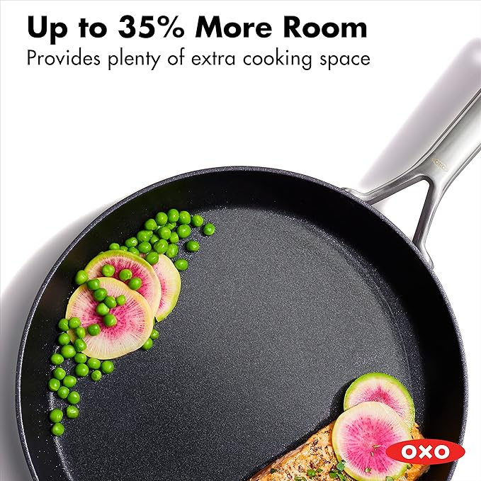 OXO Hard Anodized PFAS-Free 10 Piece Cookware Pots and Pans Set Induction Diamond reinforced Coating Oven Safe Black &amp Hard Anodized PFAS-Free 1.7QT and 2.3QT Saucepan Pot Set with Lids Bla