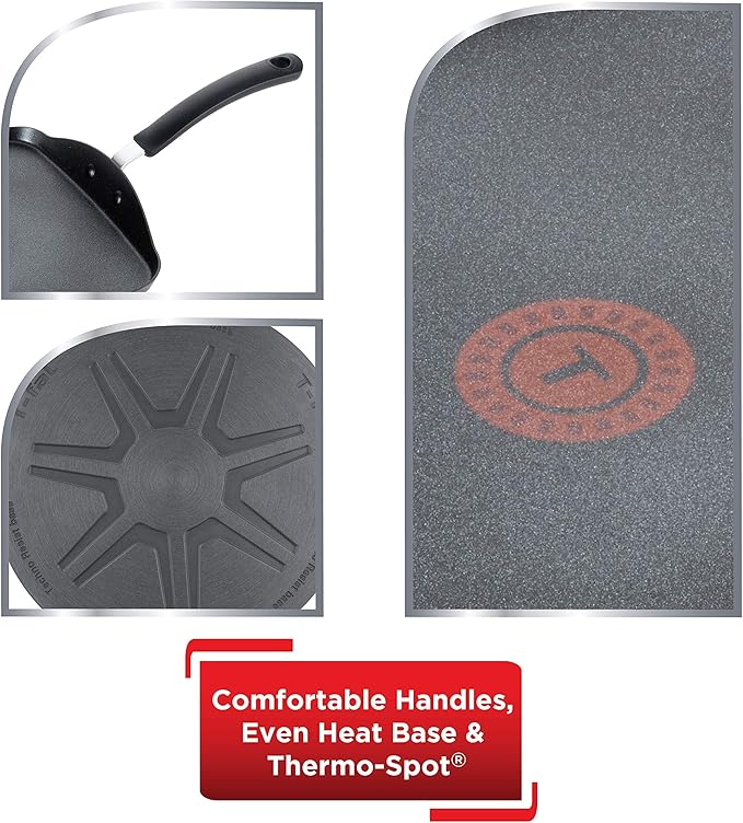 T-Fal Ultimate Hard Anodized Nonstick Griddle 10.25 Inch Oven Broiler Safe 400F Cookware Pots and Pans Dishwasher Safe Grey