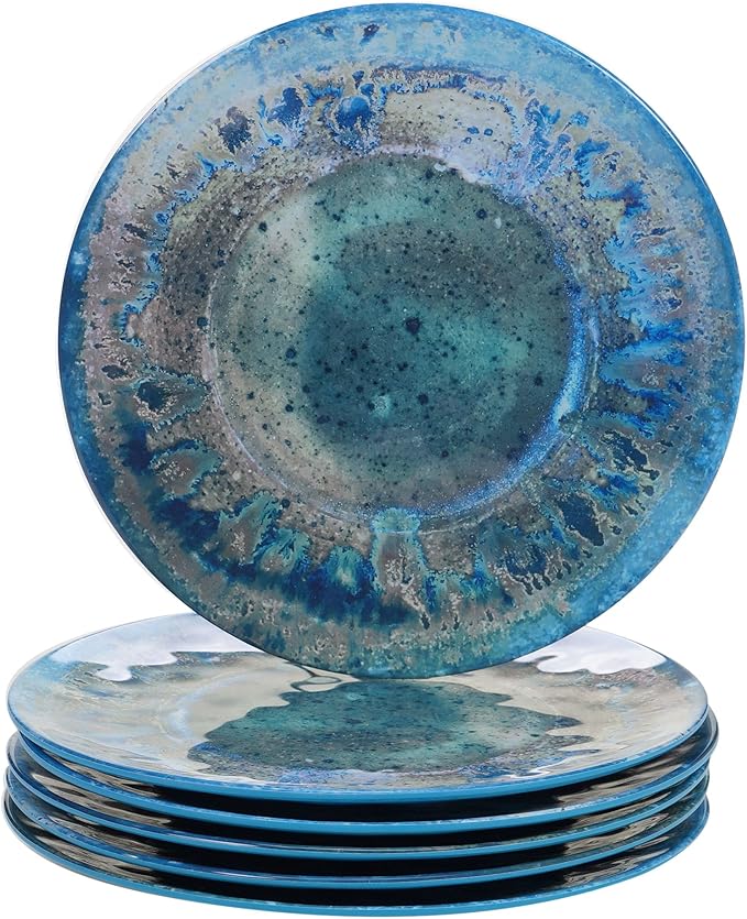 Certified International Radiance Teal Melamine 12 pc Dinnerware Set &amp Radiance Teal Melamine 11 Dinner Plate Set of 6