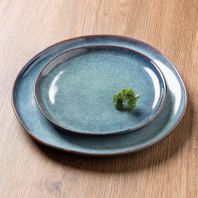 AmorArc Ceramic Dinnerware SetsHandmade Reactive Glaze Stoneware Plates and Bowls SetsHighly Scratch Resistant | Dishwasher &amp Microwave Safe Dishes SetService for 8 (24pc)