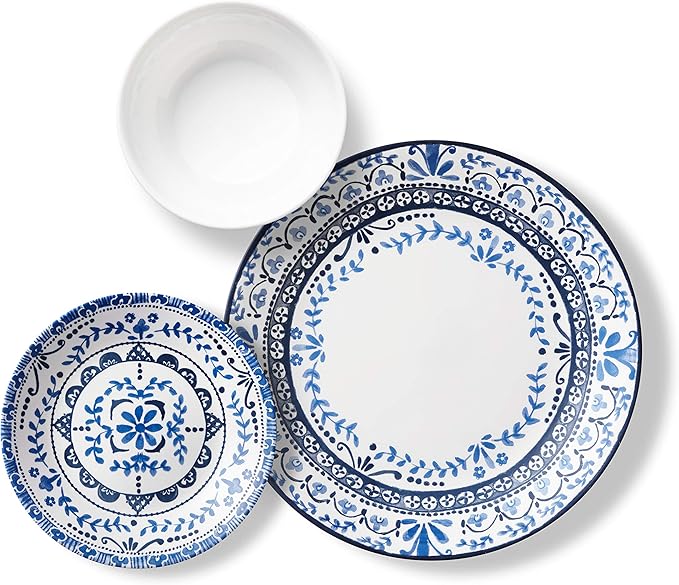 Corelle Vitrelle 18-Piece Service for 6 Dinnerware Set &amp 4-Pc Versa Bowls for Pasta