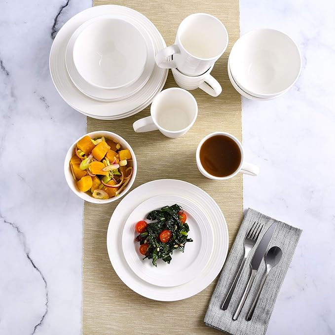 Gibson - 102504.16RM Gibson Home Amelia Court 16 Piece Dinnerware Set White