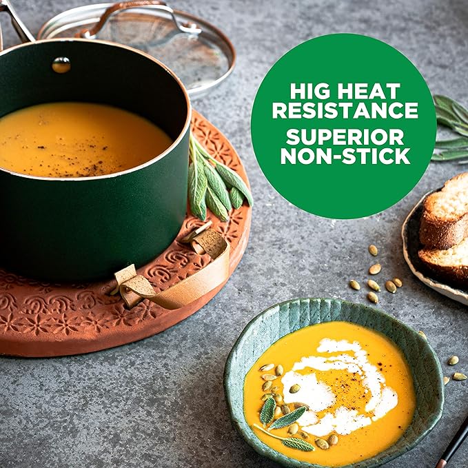 Granitestone Diamond Granite Stone Classic Emerald Pots and Pans Set with Ultra Nonstick Durable Mineral &amp Diamond Tripple Coated Surface Stainless Steel Stay Cool Handles 10 Piece Cookware Gre