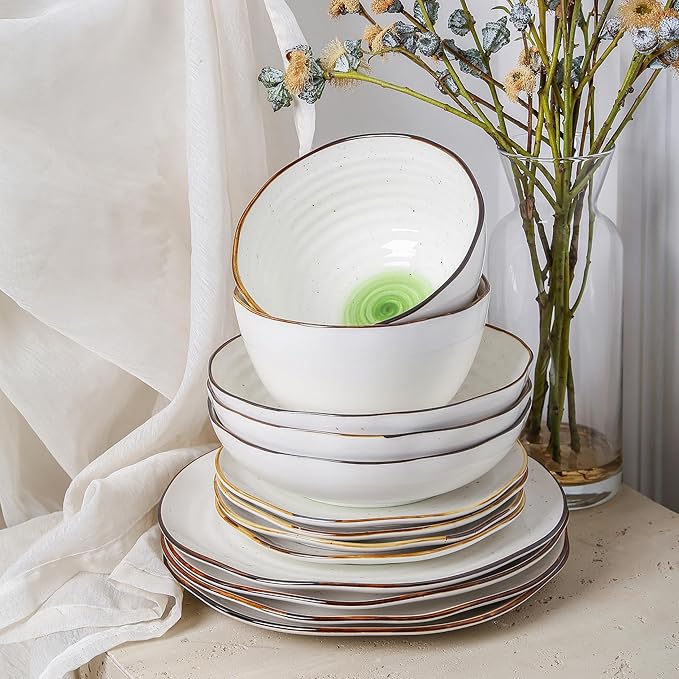 Christian Siriano Luma 16-Piece Dinnerware Set Porcelain Green