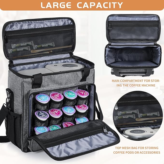 Coffee Maker Carrying Bag Compatible with Keurig K-Mini or K-Mini Plus Single Serve Coffee Brewer Portable Storage Bag with Extra Pockets Storage Tote Case With Shoulder Strap