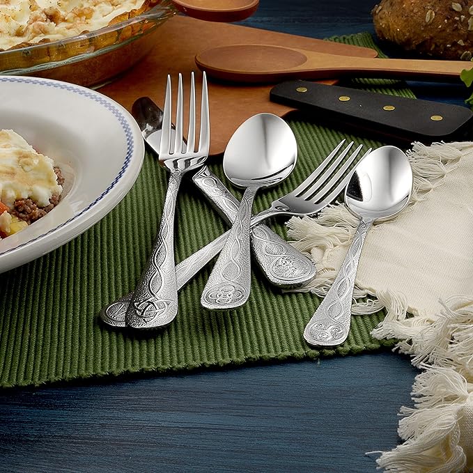 Liberty Tabletop Celtic 65pc Flatware Set Service for 12 Silverware Made in USA