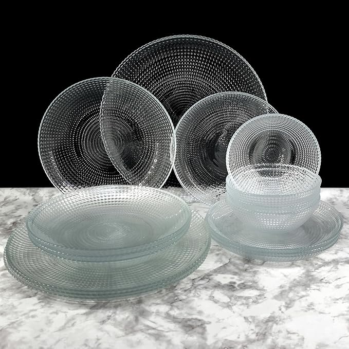 HELIOS Clear Glass Dinnerware Set