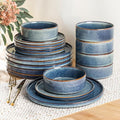 AmorArc Ceramic Dinnerware Sets Handmade Reactive Glaze Stoneware Plates and Bowls SetsHighly Chip and Crack Resistant | Dishwasher &amp Microwave Safe Dishes Set Service for 6 (18pc)
