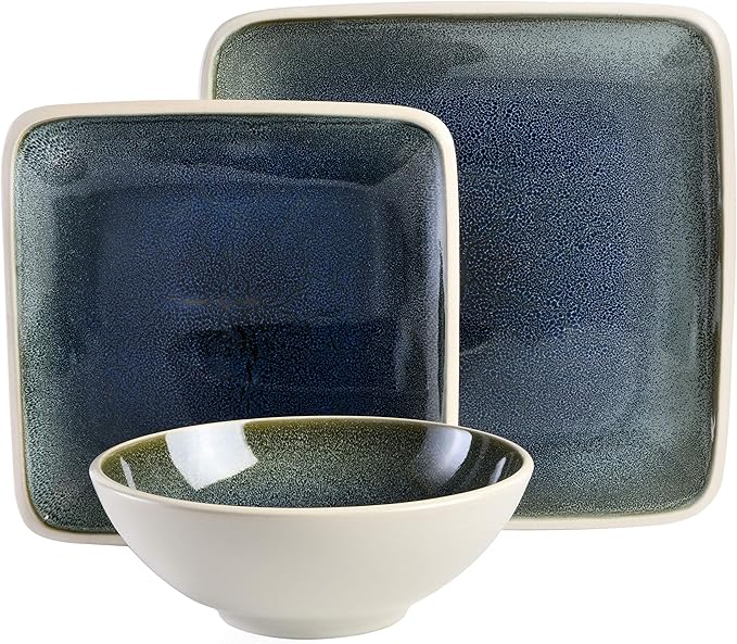 Gibson Elite Namastay 12 Piece Dinnerware Set Blue
